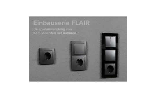 MC POWER - FLAIR - Wand Steckdosen und Schalter Set | Tür 2-fach | 3-teilig | Schutzkontaktsteckdose Schalter mit Rahmen dunkelgrau anthrazit, matt