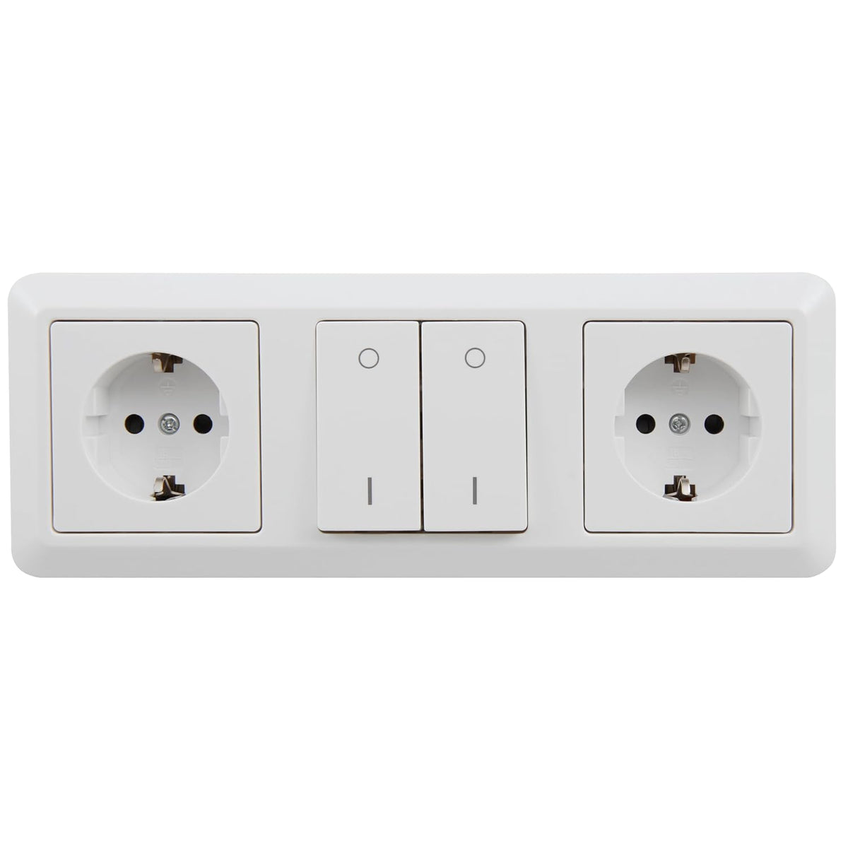 MC POWER - Steckdosenblock Unterbausteckdosen | Cup | Ecksteckdose mit Schalter, 2X Steckdose, 1x Schalter, 250V~ / 16A, Aufbau, weiß, poliert