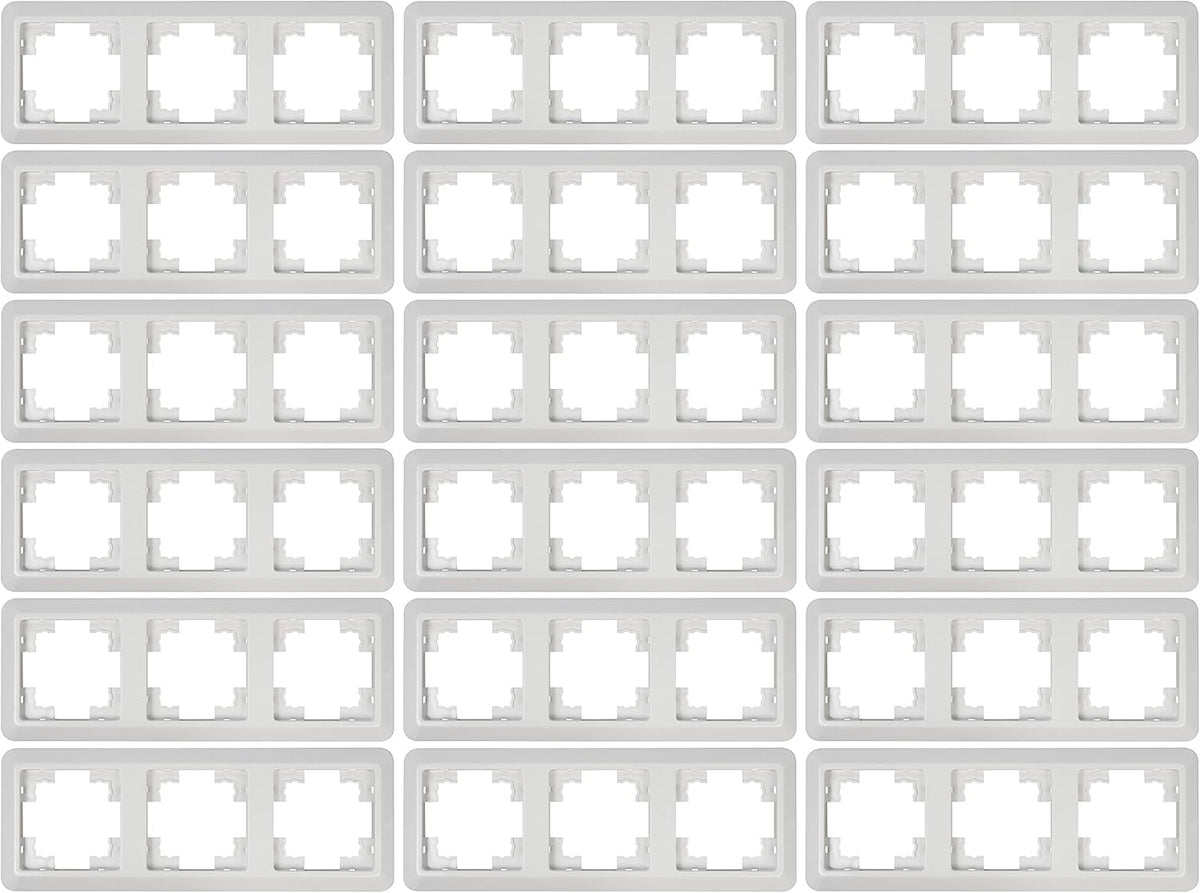 MC POWER - 18er Pack dreifach Rahmen | CUP | Abdeckrahmen für Schalter und Steckdose 3-fach, weiß, poliert