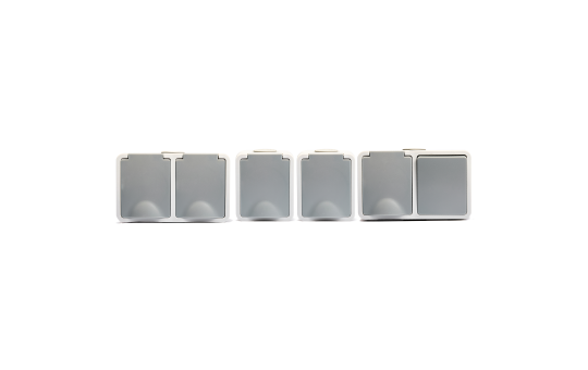 MC POWER Feuchtraum Set | 1x Kombi Schalter Steckdose horizontal + 2x Einszelsteckdose + 1x Doppelsteckdose horizontal | Fix Waschraum | IP54 Steckdose Lichtschalter mit Steckanschluss grau