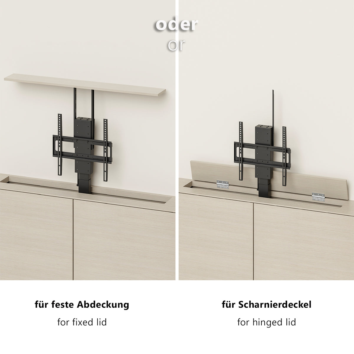 MyWall HP66-2 elektrischer TV Lift zum hochfahren & herunterlassen 37-65" Bildschirme (mit Fernbedienung, für 109-224cm TVs, max. 60kg Belastbarkeit)