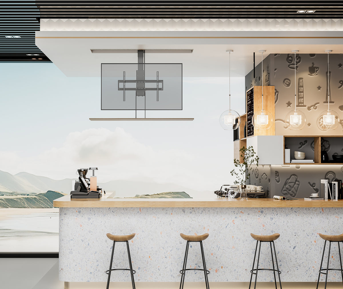 MyWall HP66-3 elektrischer TV Lift zum hochfahren & herunterlassen 43-88" Bildschirme (mit Fernbedienung, für 109-224cm TVs, max. 60kg Belastbarkeit)