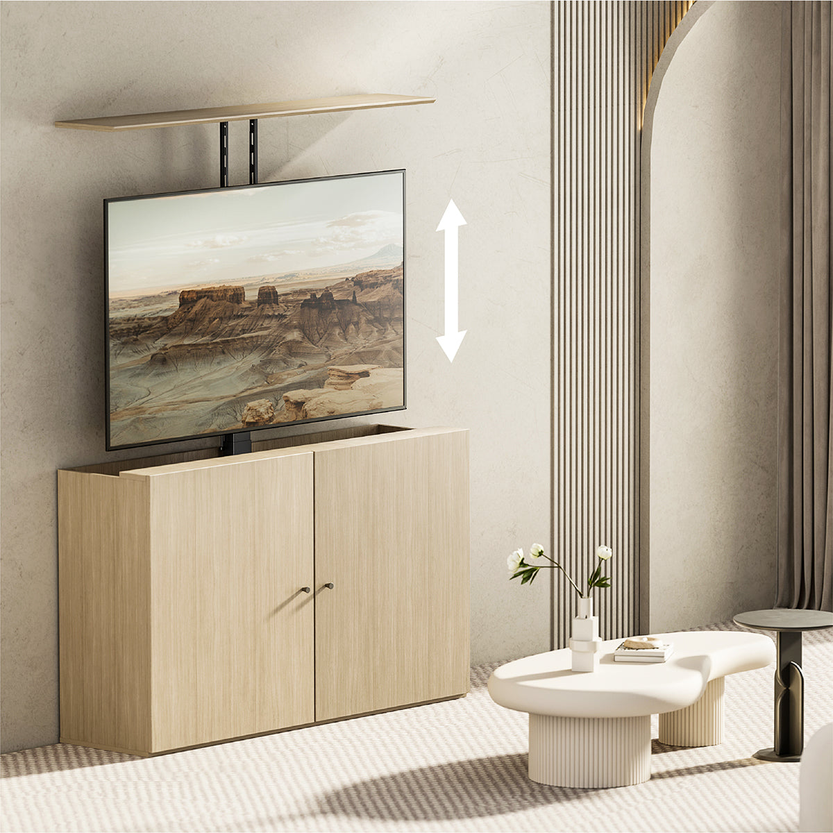 MyWall HP66 elektrischer TV Lift zum hochfahren & herunterlassen 17-32" Bildschirme (mit Fernbedienung, für 43-81cm TVs, max. 45kg Belastbarkeit)