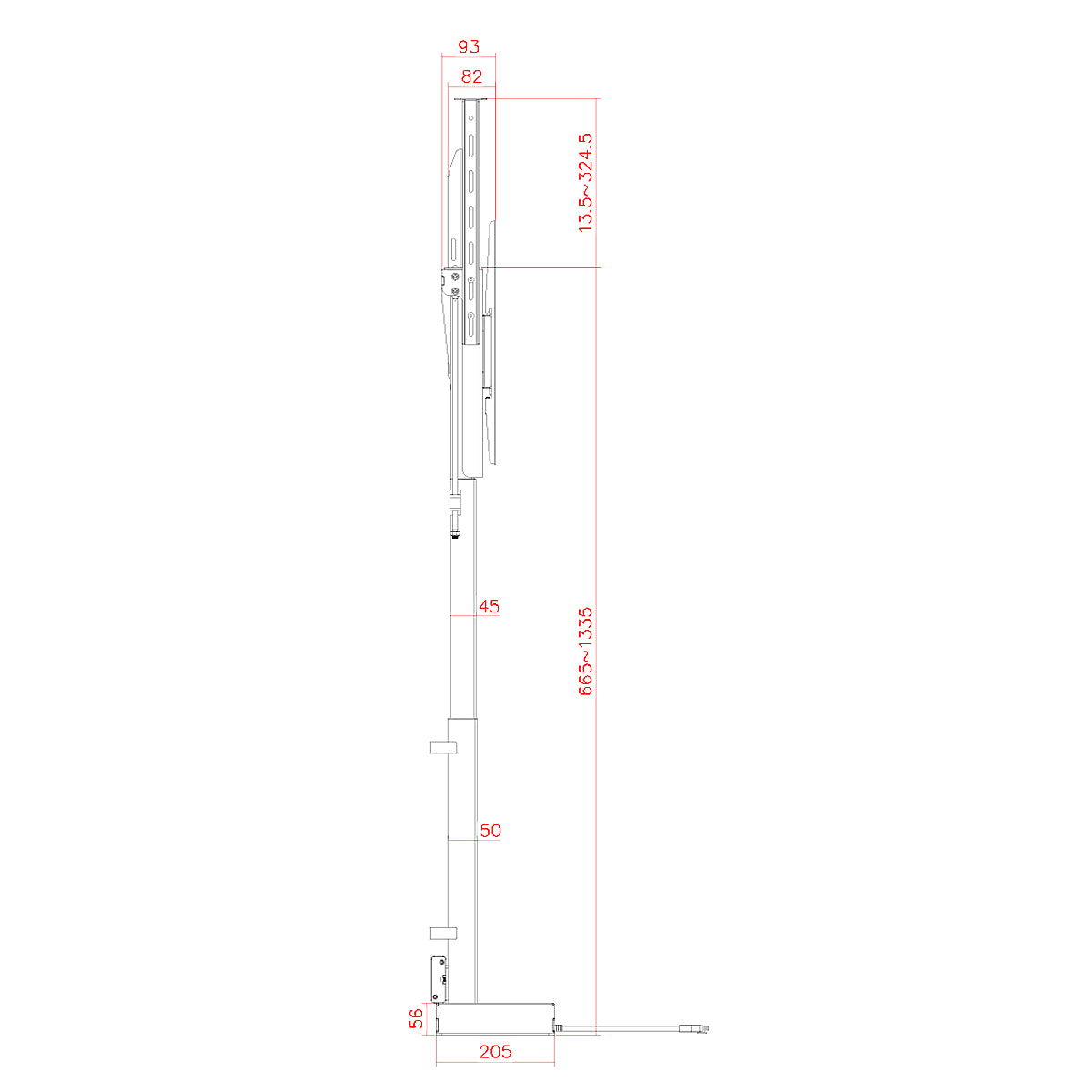 MyWall HP66-1 elektrischer TV Lift zum hochfahren & herunterlassen 32-48" Bildschirme (mit Fernbedienung, für 81-122cm TVs, max. 60kg Belastbarkeit)