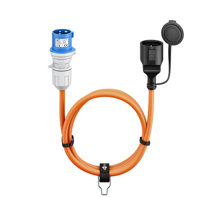 goobay CEE Caravan Adapterkabel 1,5 m CEE-Stecker auf Buchse mit Schutzkontakt, Außeneinsatz mit IP44