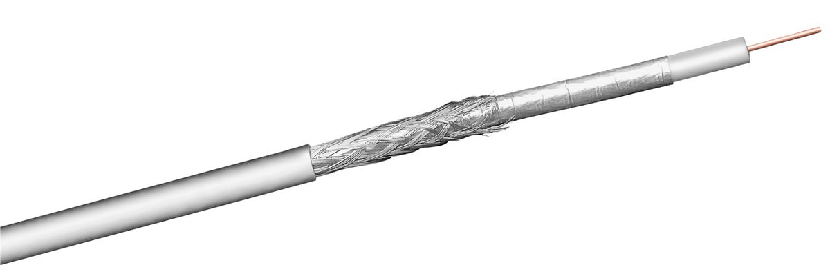 Goobay SAT Koaxialkabel Satellitenkabel 100 dB / Antennenkabel 100m / 2fach geschirmt / Kabelfernsehen HDTV - DVB-T - DVB-S Fernsehkabel / Class A CCS Koax SAT Kabel / Weiß / 100m