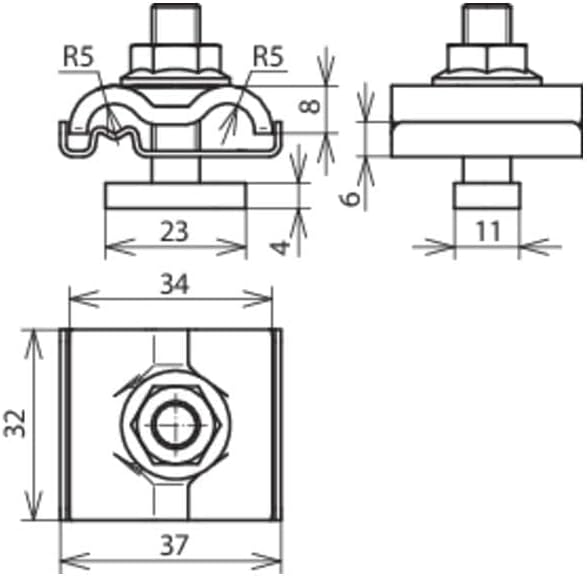 Dehn+Söhne Uni-Erdungsklemme 540 250 M8 Rd8-10mm+4-50qmm Verbinder für Blitzschutz, 1x Universalerdungsklemme, Silber