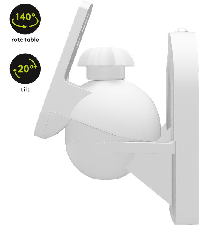 Goobay Wandlautsprecherhalterung – Universalhalterung für Lautsprecher (3,5 kg) – 20° Neigungs- & 70° Schwenkverstellung – sichere und einfache Installation – werkzeuglose Ausrichtung – Weiß