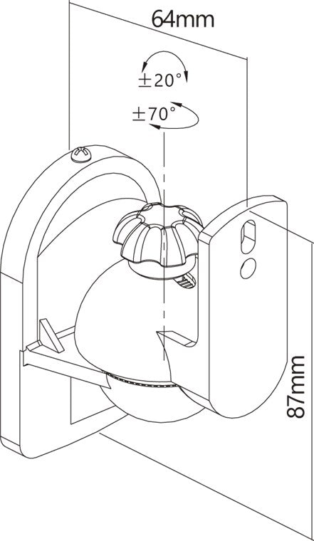 Goobay Wandlautsprecherhalterung – Universalhalterung für Lautsprecher (3,5 kg) – 20° Neigungs- & 70° Schwenkverstellung – sichere und einfache Installation – werkzeuglose Ausrichtung – Weiß