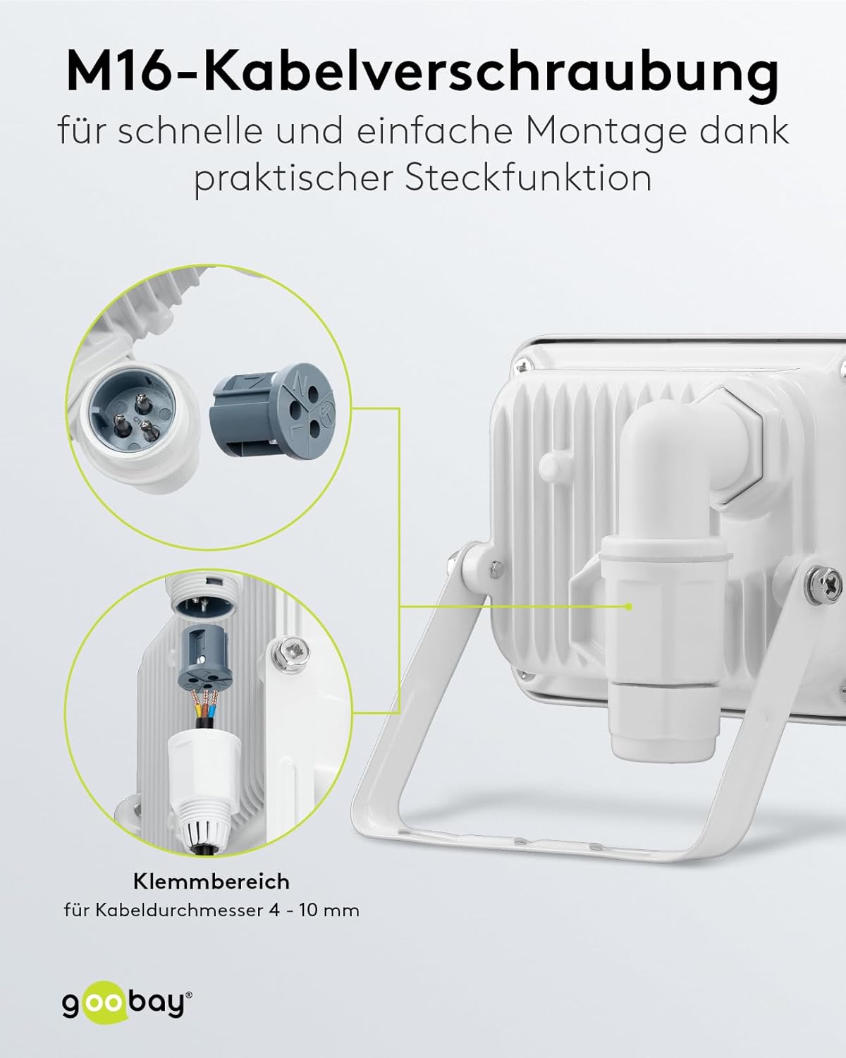 LED Strahler Außen 10W / Außenstrahler IP65 / Neutralweißes Licht 850 lm/LED Scheinwerfer Fluter Wandmontage / IP65 Gartenstrahler / Weiß [Energieklasse F]