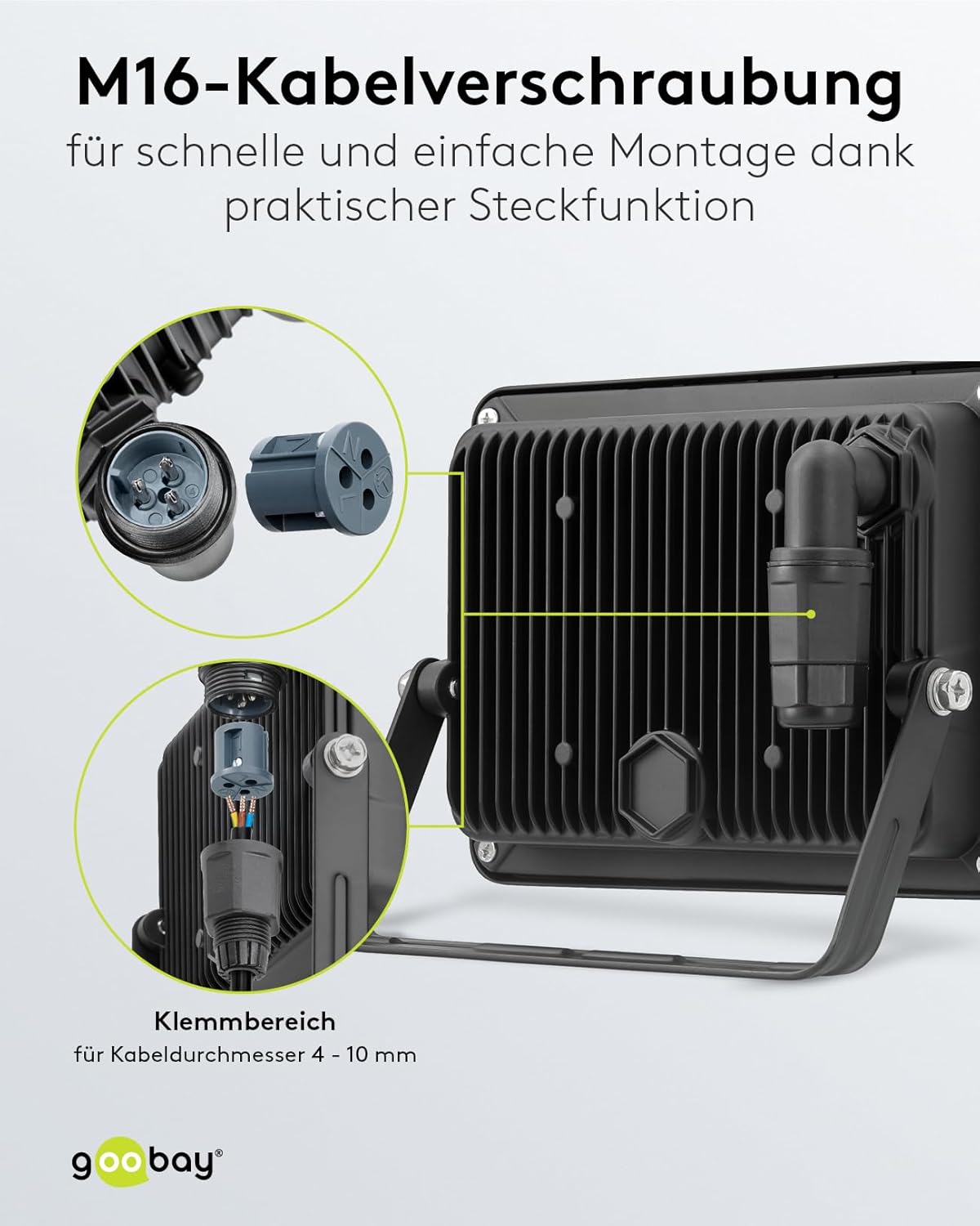 LED Strahler Außen 50W / Außenstrahler IP65 / Neutralweißes Licht 4250 lm / LED Scheinwerfer Fluter Wandmontage / IP65 Gartenstrahler/Schwarz [Energieklasse F]