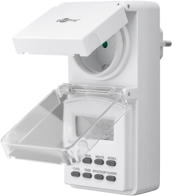 2er-Set Digitale Zeitschaltuhr / IP44 / Programmierbar / Indoor und Outdoor / LCD Display / Leicht zu bedienende / -10°C - 40°C / Dauerbetrieb möglich / Back Up Akku für 4 Tage / Weiß