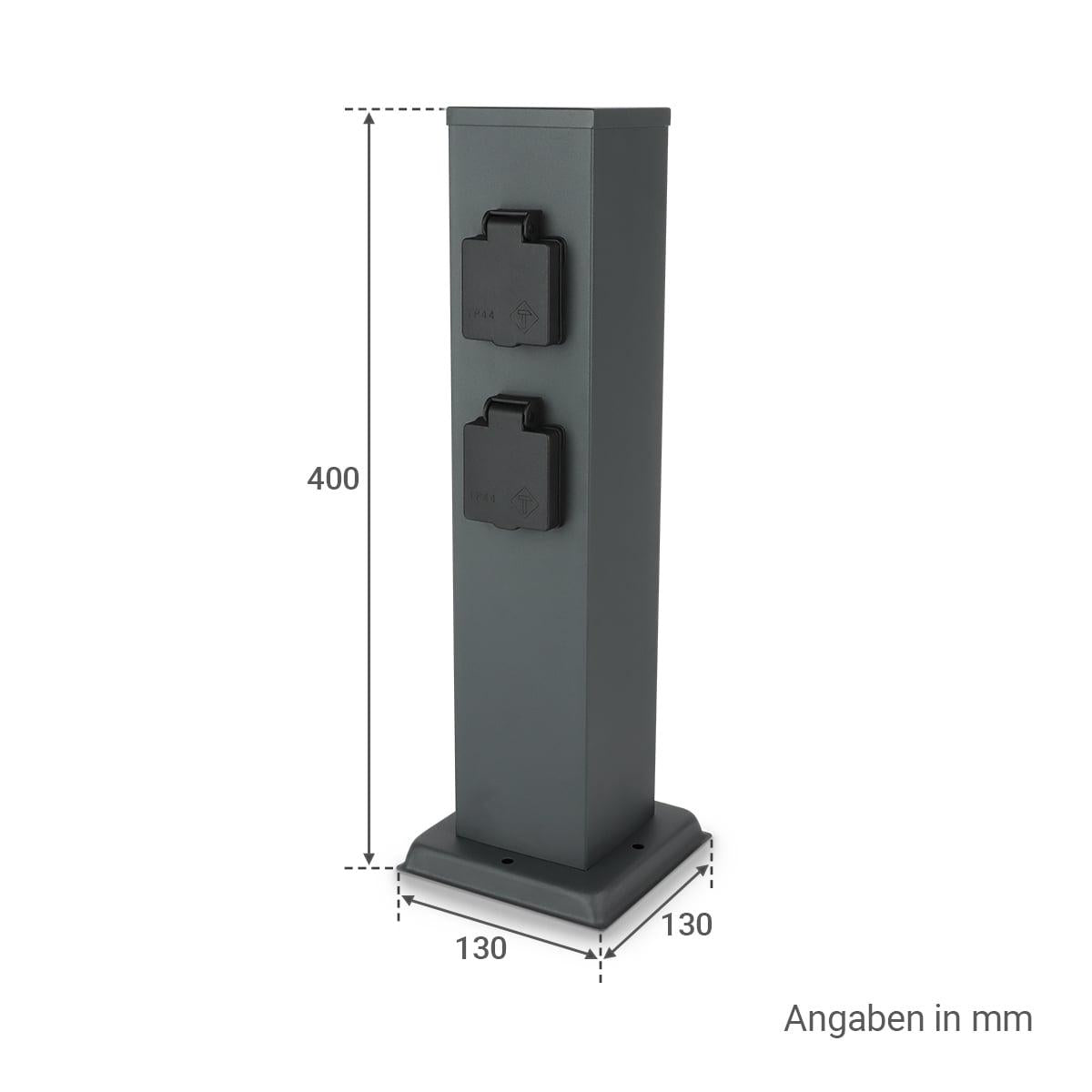 Garten Steckdosensäule für außen - Farbe: Anthrazit - Ausführung: 4 Steckdosen