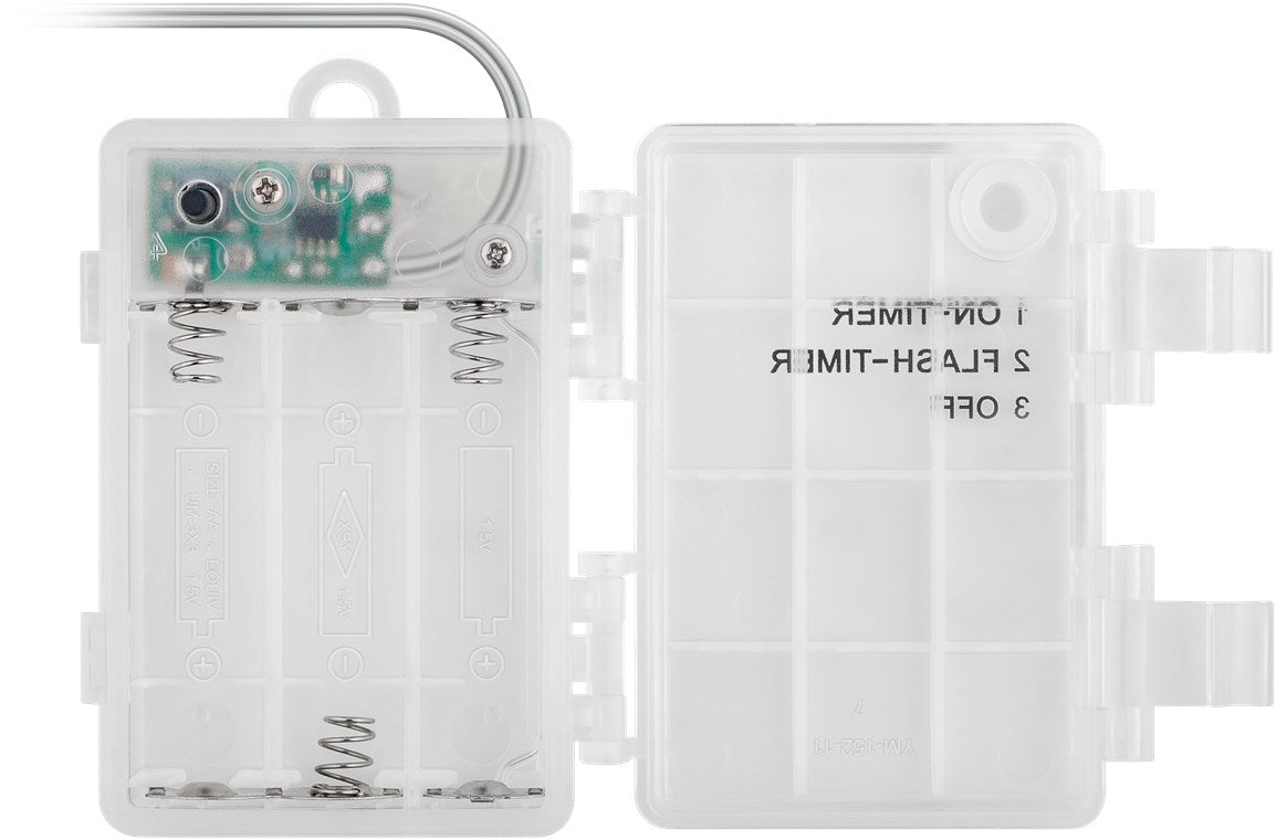 goobay 80er LED-Lichterkette/Lichterkette mit Timerfunktion und 2 Leuchtmodi / Warmweiß (3000 K) / Batteriebetrieben für Innen und Außen / IP44