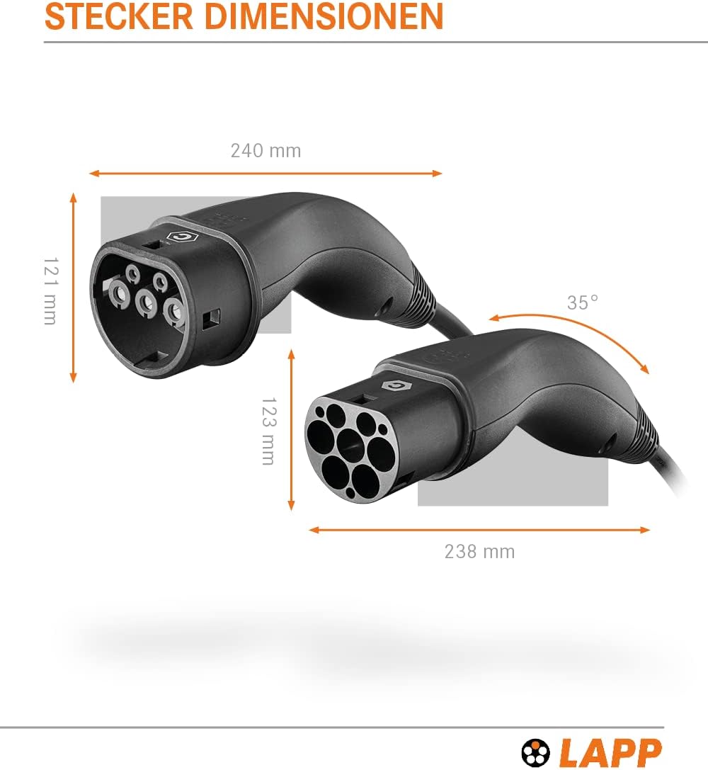 Lapp Mobility Helix Typ 2 Ladekabel 7,4 kW / Selbstaufrollend / 32 A / 1-Phasig / E-Auto Ladekabel / Mode 3 / 5m