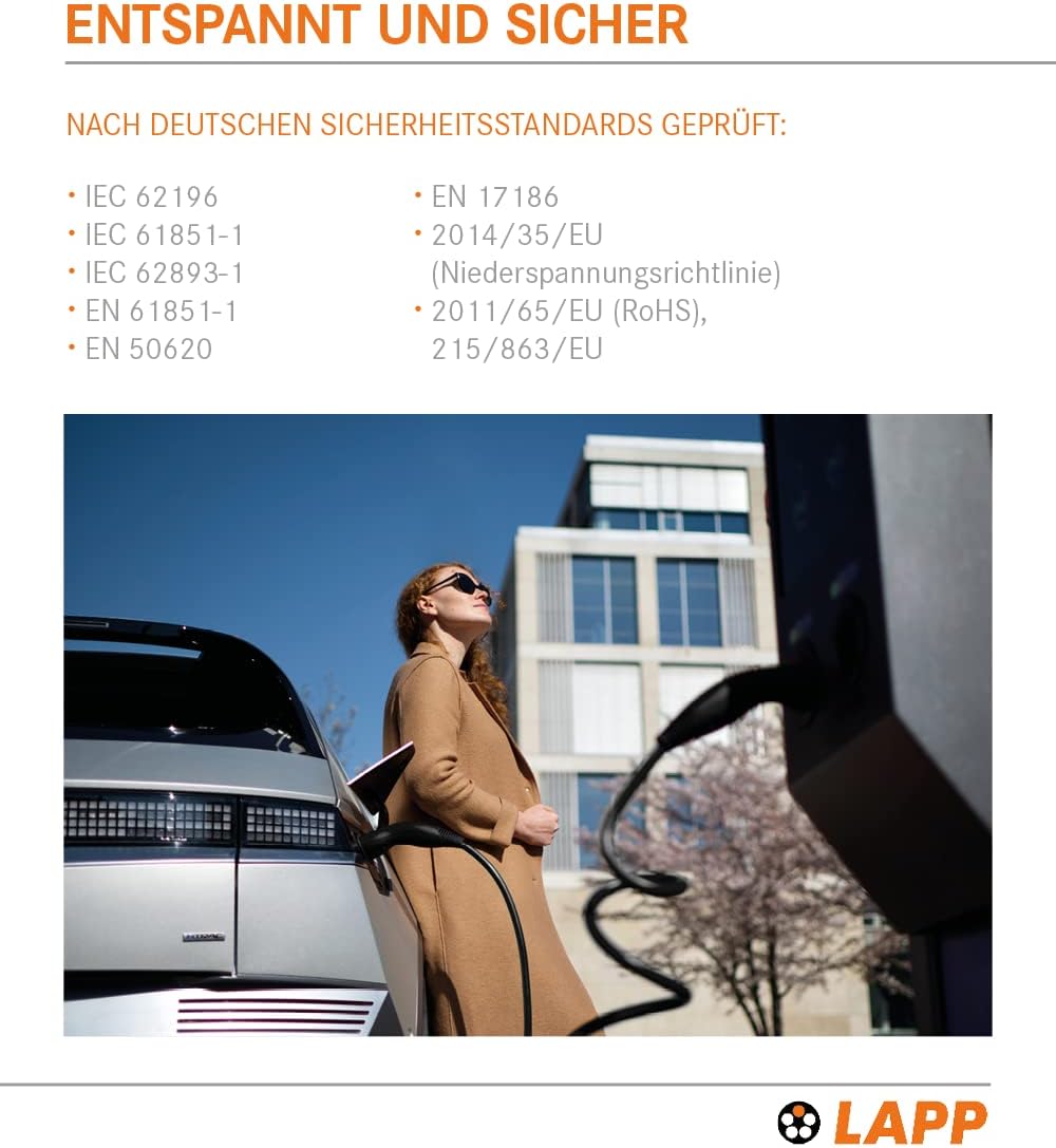 Lapp Mobility Helix Typ 2 Ladekabel 7,4 kW / Selbstaufrollend / 32 A / 1-Phasig / E-Auto Ladekabel / Mode 3 / 5m