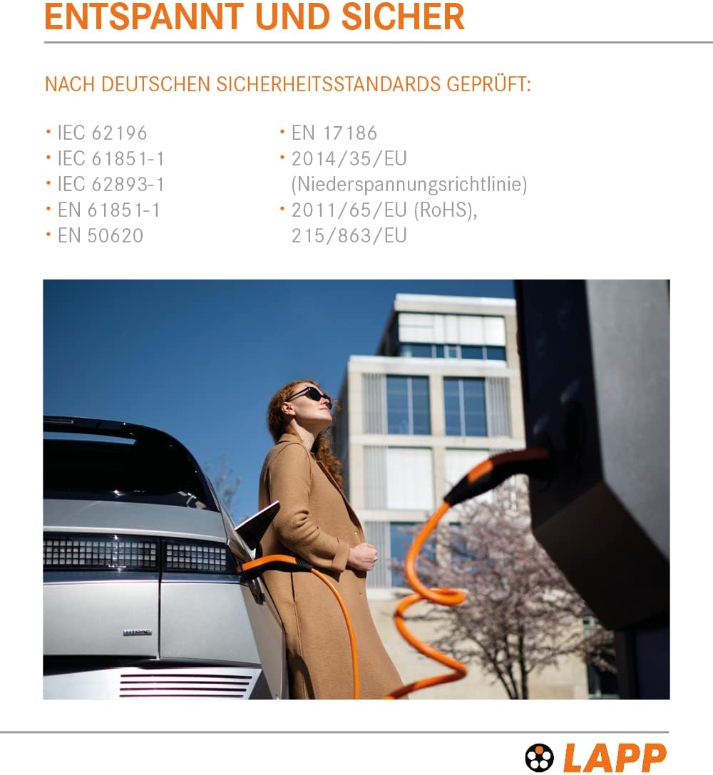 Lapp Mobility Helix Typ 2 Ladekabel 11 kW / Selbstaufrollend / 20 A / 3-Phasig / E-Auto Ladekabel / Mode 3 / 5m