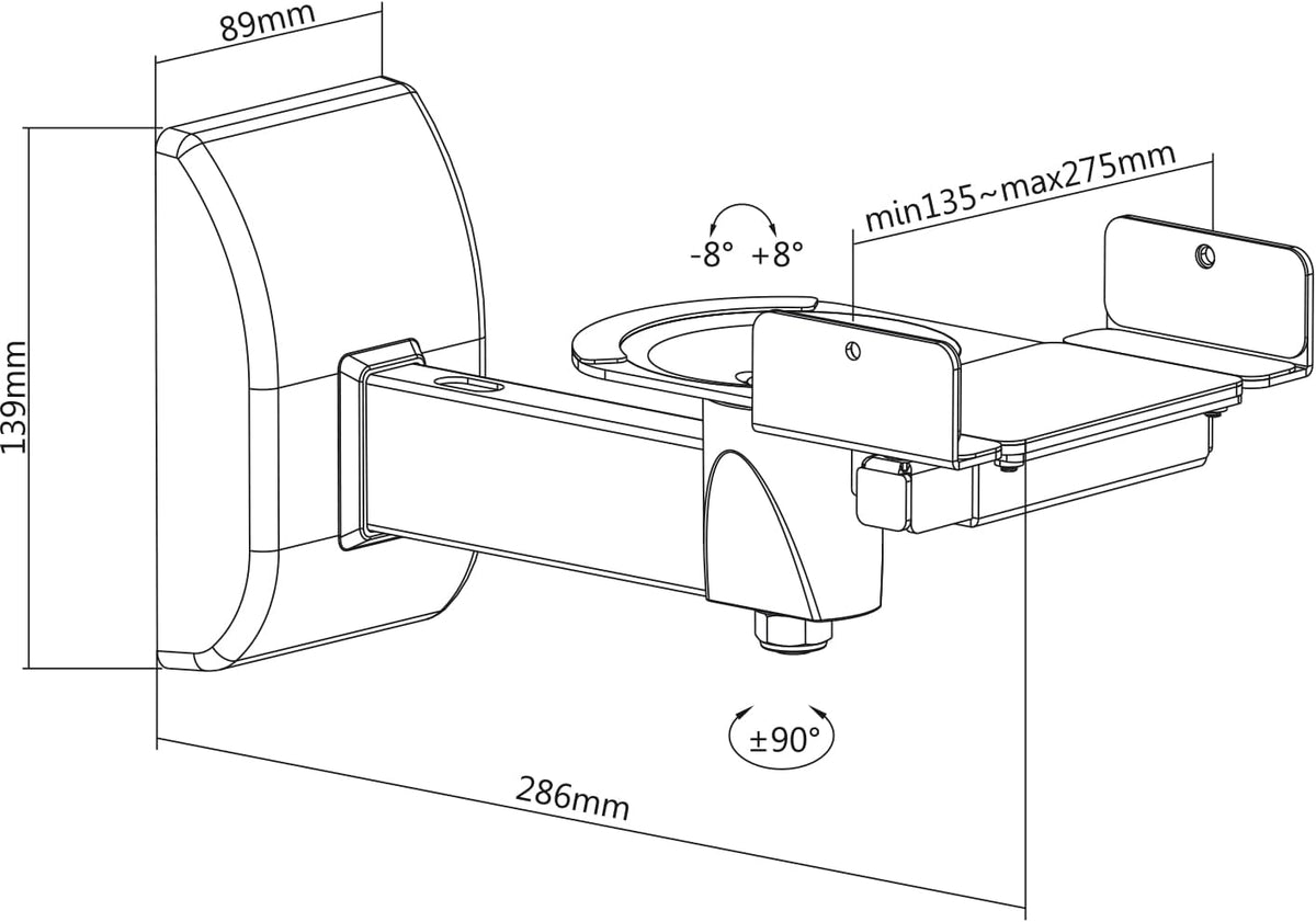 mywall Lautsprecher Wandhalterung HB7L Universale Wandhalterung für Lautsprecher Neigbar und Schwenkbar, Halterung für Boxen mit Belastung bis 15 kg, Boxenhalterung, Speaker Wall Mount, 2er Set