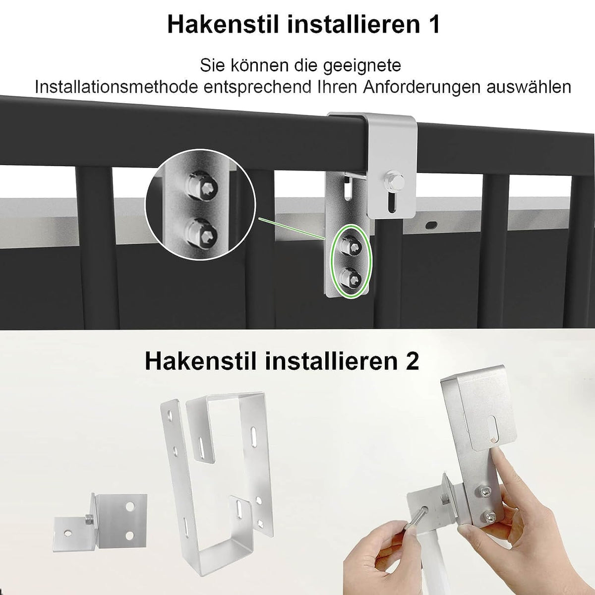 Balkonkraftwerk Halterung, Solarmodul Halterung mit Haken, Halterung für Solarmodule aus Aluminium, Photovoltaik Halterungen, Neigungswinkel 0° & 15-30° für Balkone (Balkonkraftwerk Halterung 1Paar)