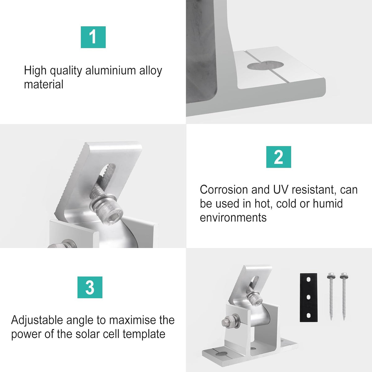 4 Stück Solarmodul Halterung Balkonkraftwerk 10-60° Verstellbar Solarpanel Halterung Universal Befestigung Solarmodul Photovoltaik für Boot Wohnmobil Flachdach