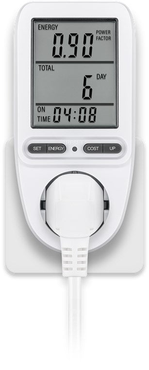 Digitales Energiekostenmessgerät Pro/Stromzähler für Kühlschrank, Waschmaschine, Fernseher und Stehlampen/Messbereich zwischen 0,5 W und 3680 W/Stromverbrauchsmesser/Weiß