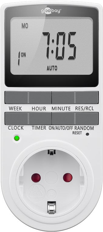 2er-Set Zeitschaltuhr digital mit 16 Programmen - Zeitschaltuhr Steckdose mit Zufallsmodus zum Einbruchschutz - Timer Steckdose inkl. 100 Tage Back-up Akku - 3680W - 230V (AC) - 16A