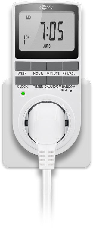 2er-Set Zeitschaltuhr digital mit 16 Programmen - Zeitschaltuhr Steckdose mit Zufallsmodus zum Einbruchschutz - Timer Steckdose inkl. 100 Tage Back-up Akku - 3680W - 230V (AC) - 16A