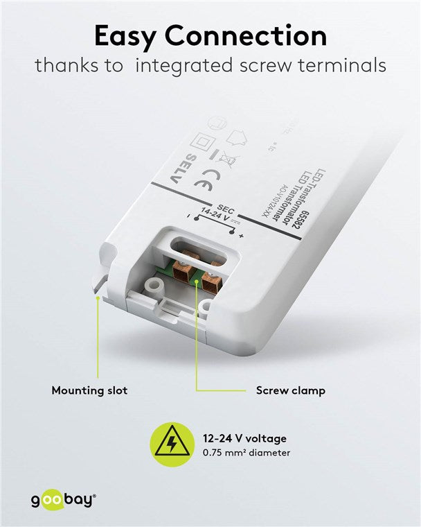 Goobay LED Trafo 500 mA / 12 W / LED Transformator für Konstantstrom / LED Treiber Konstantstromquelle / Transformator Innenbeleuchtung / Netzteil Licht
