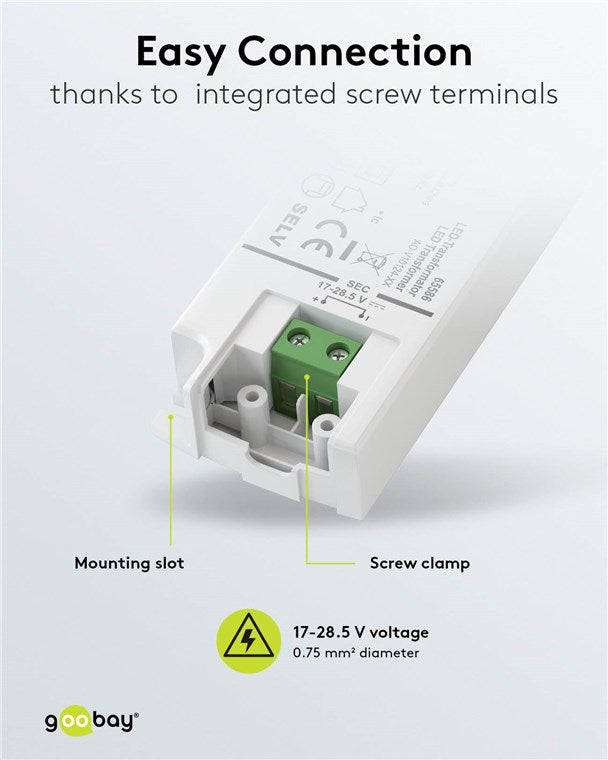 Goobay LED Trafo 700 mA / 20 W / LED Transformator für Konstantstrom / LED Treiber Konstantstromquelle / Transformator Innenbeleuchtung / Netzteil Licht