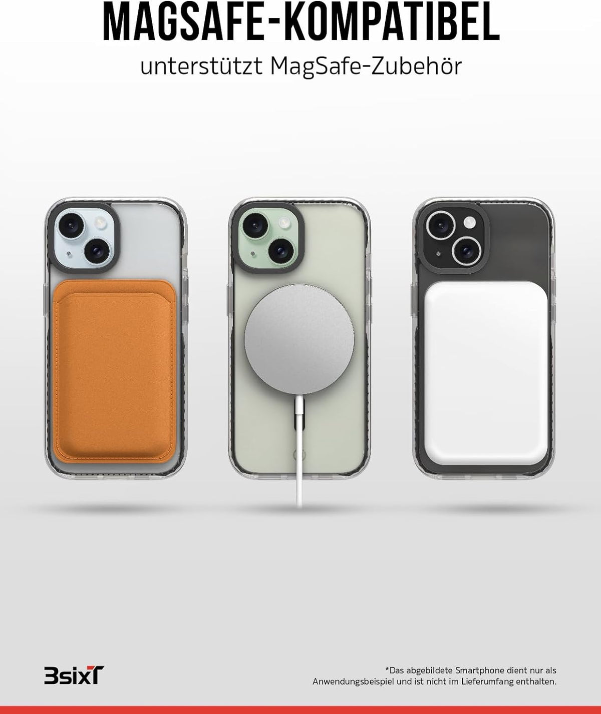 3sixT 65918 3in1 Protection Bundle für iPhone 15 Plus/Hülle Displayschutz & Kamera Schutz Set/Inkl. Handyhülle Panzerglas Kamera Protektor stoßfest / 3in1 Hüllen Set