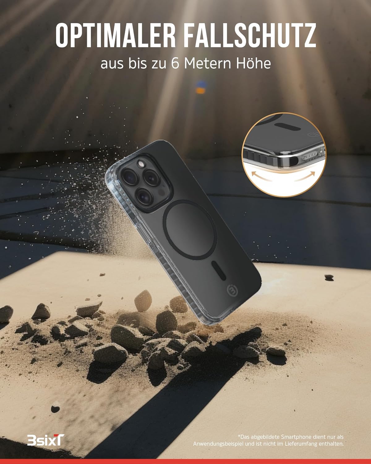 3sixT 65919 3in1 Protection Bundle für iPhone 15 Pro/Hülle Displayschutz & Kamera Schutz Set/Inkl. Handyhülle Panzerglas Kamera Protektor stoßfest / 3in1 Hüllen Set iPhone 15