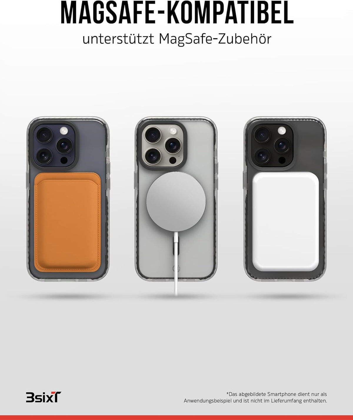 3sixT 65919 3in1 Protection Bundle für iPhone 15 Pro/Hülle Displayschutz & Kamera Schutz Set/Inkl. Handyhülle Panzerglas Kamera Protektor stoßfest / 3in1 Hüllen Set iPhone 15