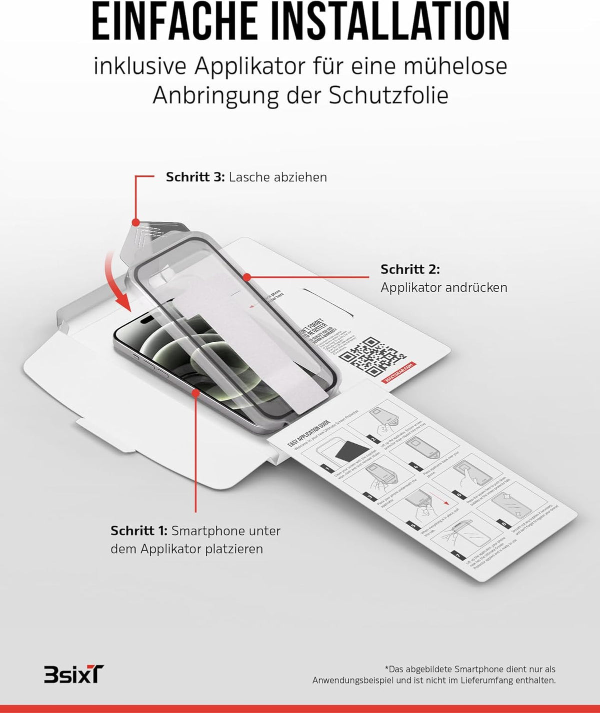 3sixT 65920 3in1 Protection Bundle für iPhone 15 Pro Max/Hülle Displayschutz & Kamera Schutz Set/Inkl. Handyhülle Panzerglas Kamera Protektor stoßfest / 3in1 Hüllen Set