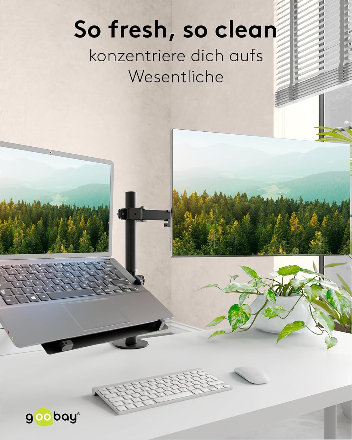 goobay Laptophalterung für Monitore von 10 bis 15,6 Zoll (25-40 cm), max. 4,5 kg, zur Montage an eine Monitorhalterung, VESA 75/100mm, schwarz