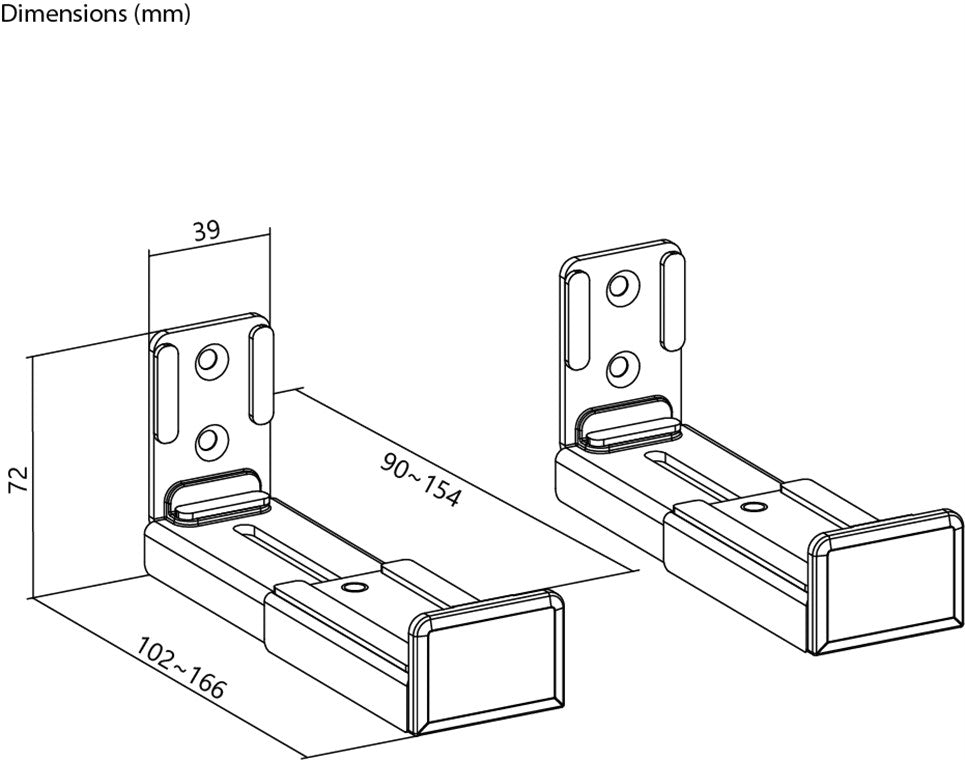goobay Universal Wandhalterung / Soundbar-Wandhalter bis max. 15 kg / Verstellbar von 9-15,4cm / rutschfeste Oberfläche