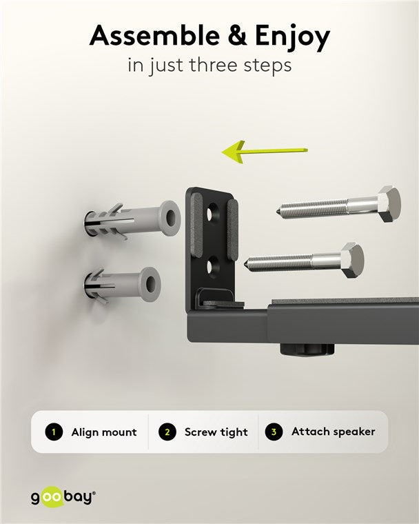 goobay Universal Wandhalterung / Soundbar-Wandhalter bis max. 15 kg / Verstellbar von 9-15,4cm / rutschfeste Oberfläche