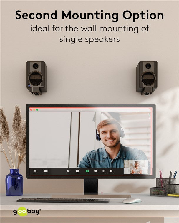 goobay Universal Wandhalterung / Soundbar-Wandhalter bis max. 15 kg / Verstellbar von 9-15,4cm / rutschfeste Oberfläche