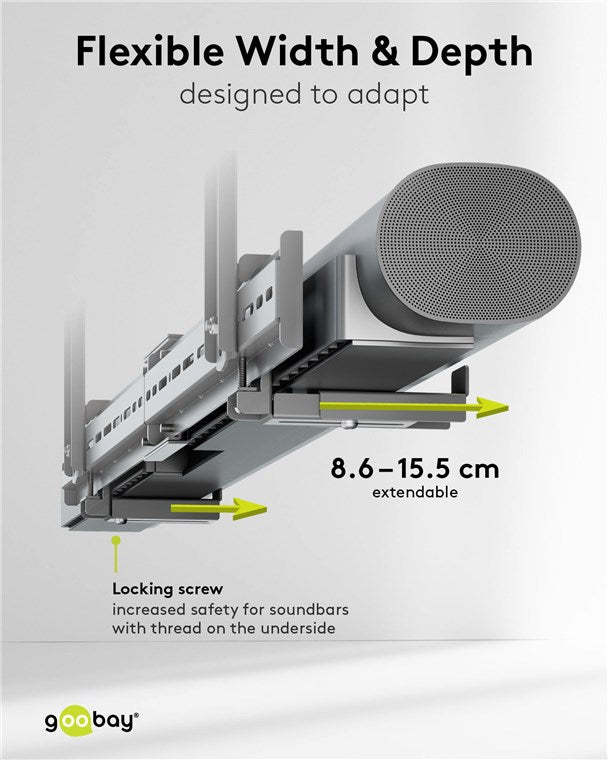 goobay Soundbar und Fernseher Wandhalterung / Soundbar-Wandhalter VESA kompatible Fernseherhalterung / 8,6-15,5cm Tiefe / rutschfeste Oberfläche
