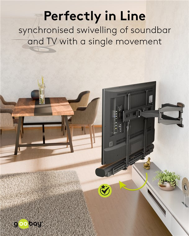 goobay Soundbar und Fernseher Wandhalterung / Soundbar-Wandhalter VESA kompatible Fernseherhalterung / 8,6-15,5cm Tiefe / rutschfeste Oberfläche