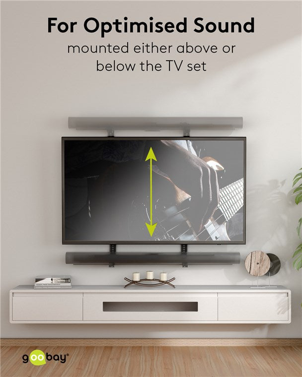 goobay Soundbar und Fernseher Wandhalterung / Soundbar-Wandhalter VESA kompatible Fernseherhalterung / 8,6-15,5cm Tiefe / rutschfeste Oberfläche