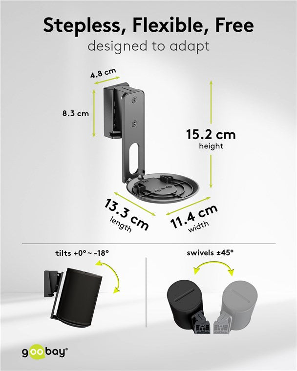 goobay Wandhalterung für Sonos Era 100 / Lautsprecher-Wandhalter bis 3kg / Schwenkbar & Neigbar / schwarz