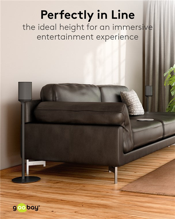 goobay Lautsprecherständer für Sonos Era 100 / Lautsprecherhalterung 3kg Tragkraft / Boxenständer mit Kabelmanagement / 71cm hoch / schwarz