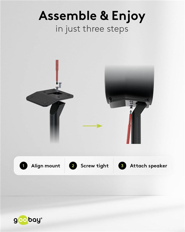 goobay Lautsprecherständer für Sonos Era 300 / Lautsprecherhalterung 5kg Tragkraft / Boxenständer mit Kabelmanagement / 71cm hoch / schwarz