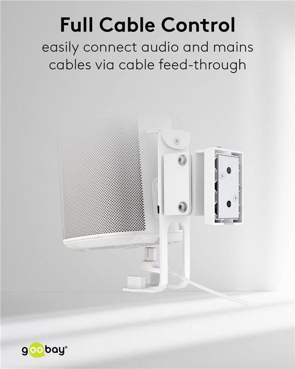 goobay Wandhalterung für Sonos One, One SL / Lautsprecher-Wandhalter bis 3kg / Schwenkbar, Neigbar, Rotierbar bis 180° / weiß