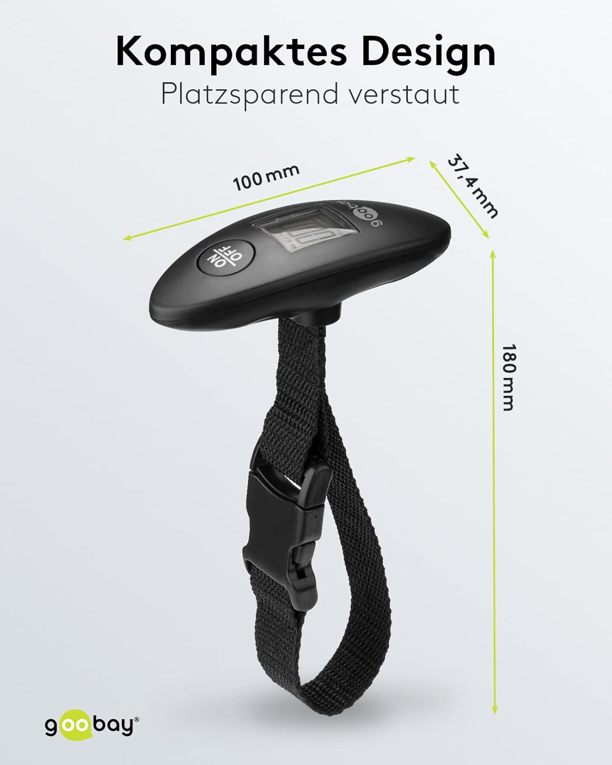 Digitale Kofferwaage Gepäckwaage mit heller LCD-Anzeige und Tara-Funktion für Gepäck bis 40kg, bequemer Handgriff liegt perfekt in der Hand, Reisen / Familienleben geeignet, Schwarz