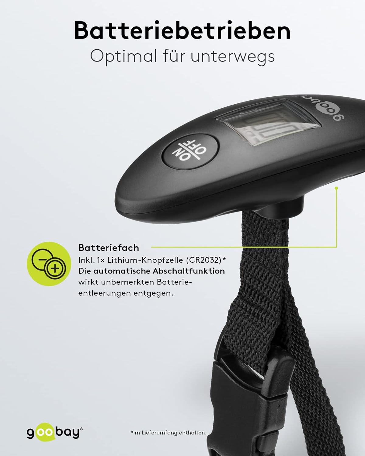 Digitale Kofferwaage Gepäckwaage mit heller LCD-Anzeige und Tara-Funktion für Gepäck bis 40kg, bequemer Handgriff liegt perfekt in der Hand, Reisen / Familienleben geeignet, Schwarz