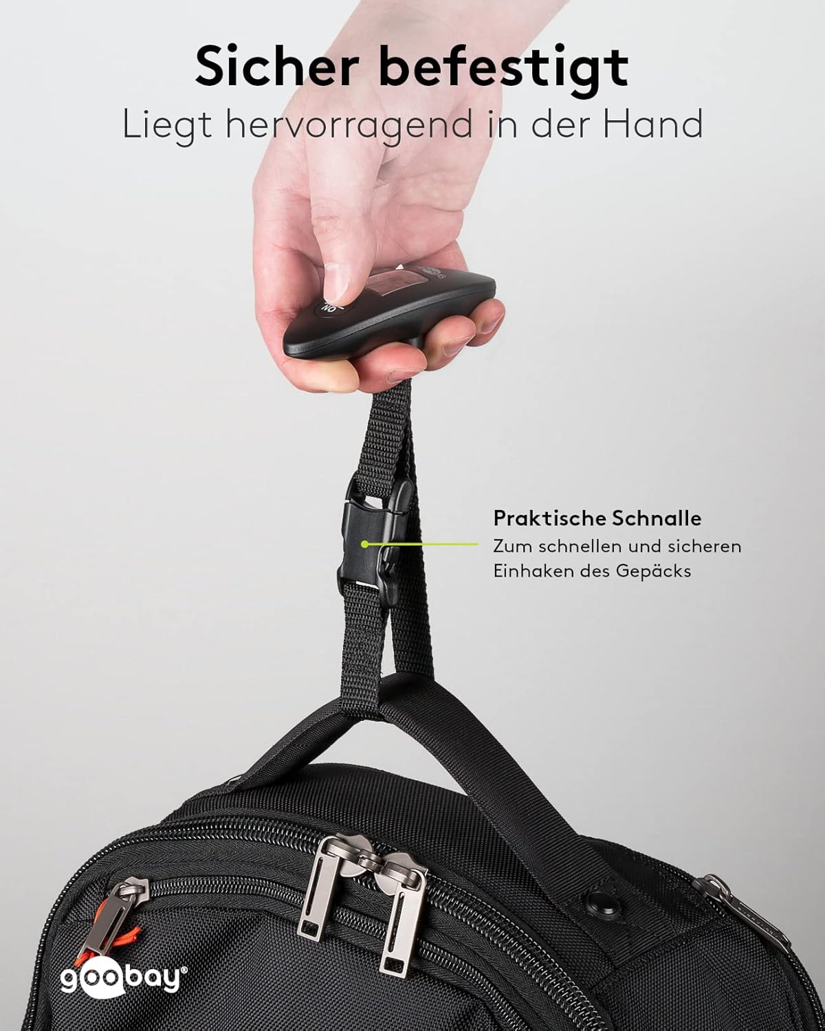 Digitale Kofferwaage Gepäckwaage mit heller LCD-Anzeige und Tara-Funktion für Gepäck bis 40kg, bequemer Handgriff liegt perfekt in der Hand, Reisen / Familienleben geeignet, Schwarz