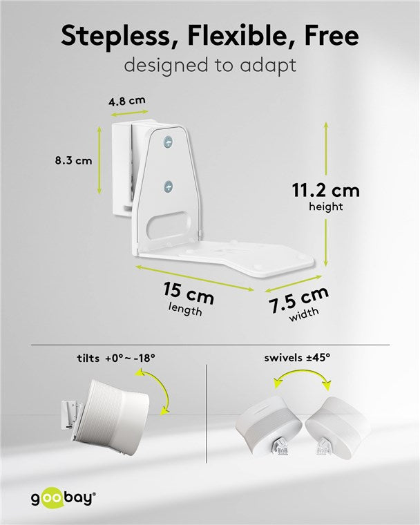 goobay Wandhalterung für Sonos Era 300 / Lautsprecher-Wandhalter bis 5kg / Schwenkbar & Neigbar / weiß