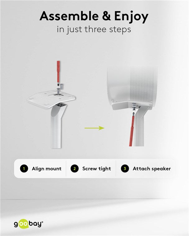 goobay Lautsprecherständer für Sonos Era 300 / Lautsprecherhalterung 5kg Tragkraft / Boxenständer mit Kabelmanagement / 71cm hoch / weiß