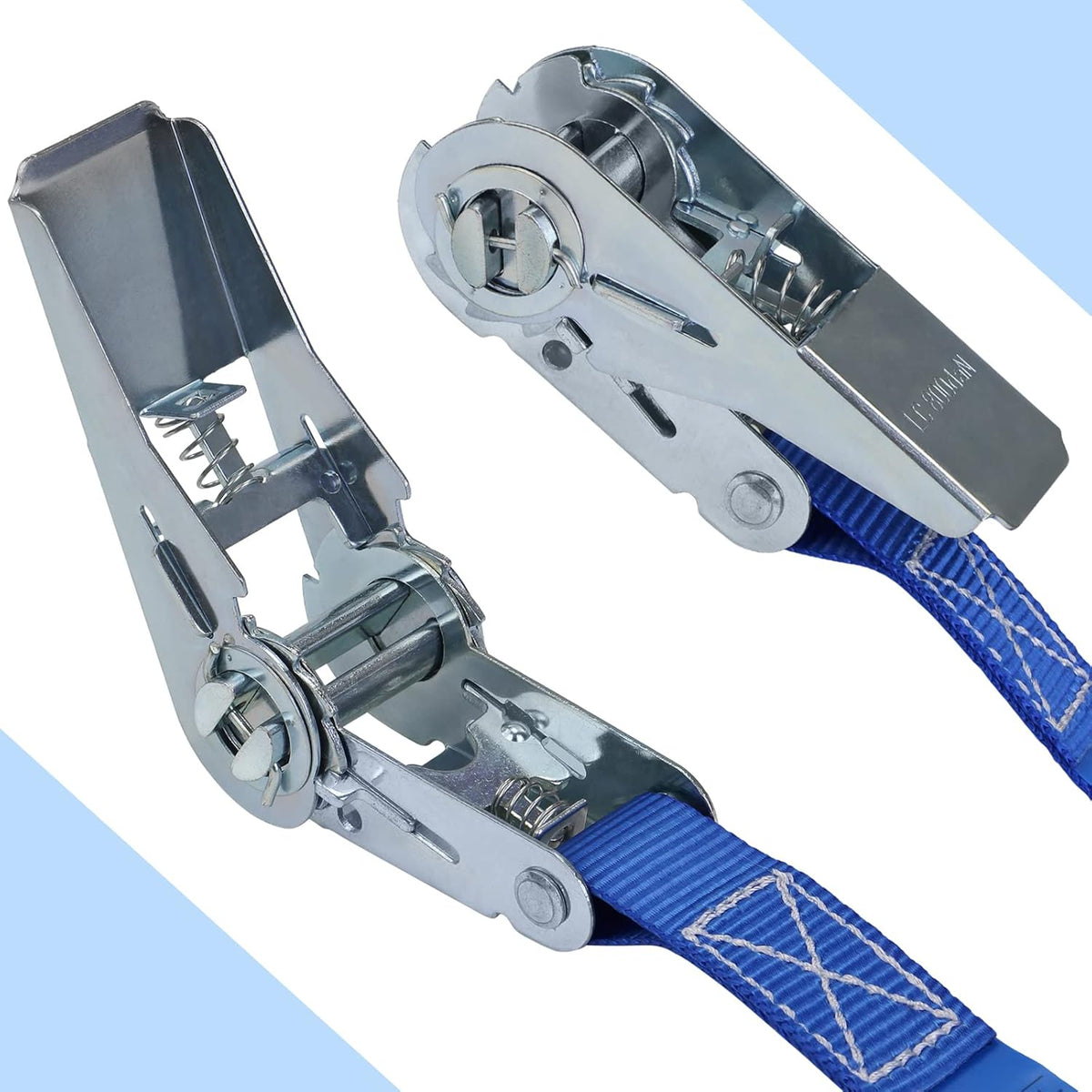 Spanngurt mit Ratsche Zurrgurt 4er Set Ratschengurt DIN EN 12195-2 blau, 25 mm breit - belastbar bis 800 kg, 4er Pack 2.5 cm x 6 m